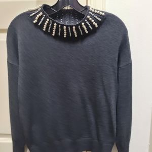Pearl embellished neck sweater